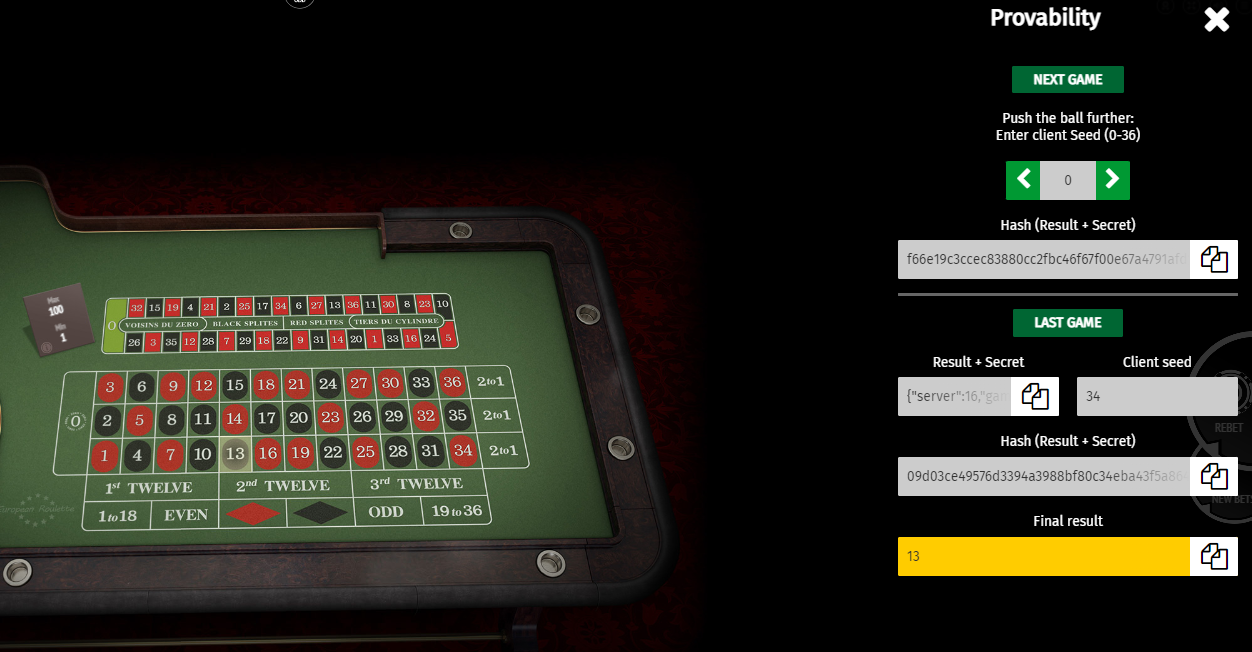 Provably Fair System Mirax